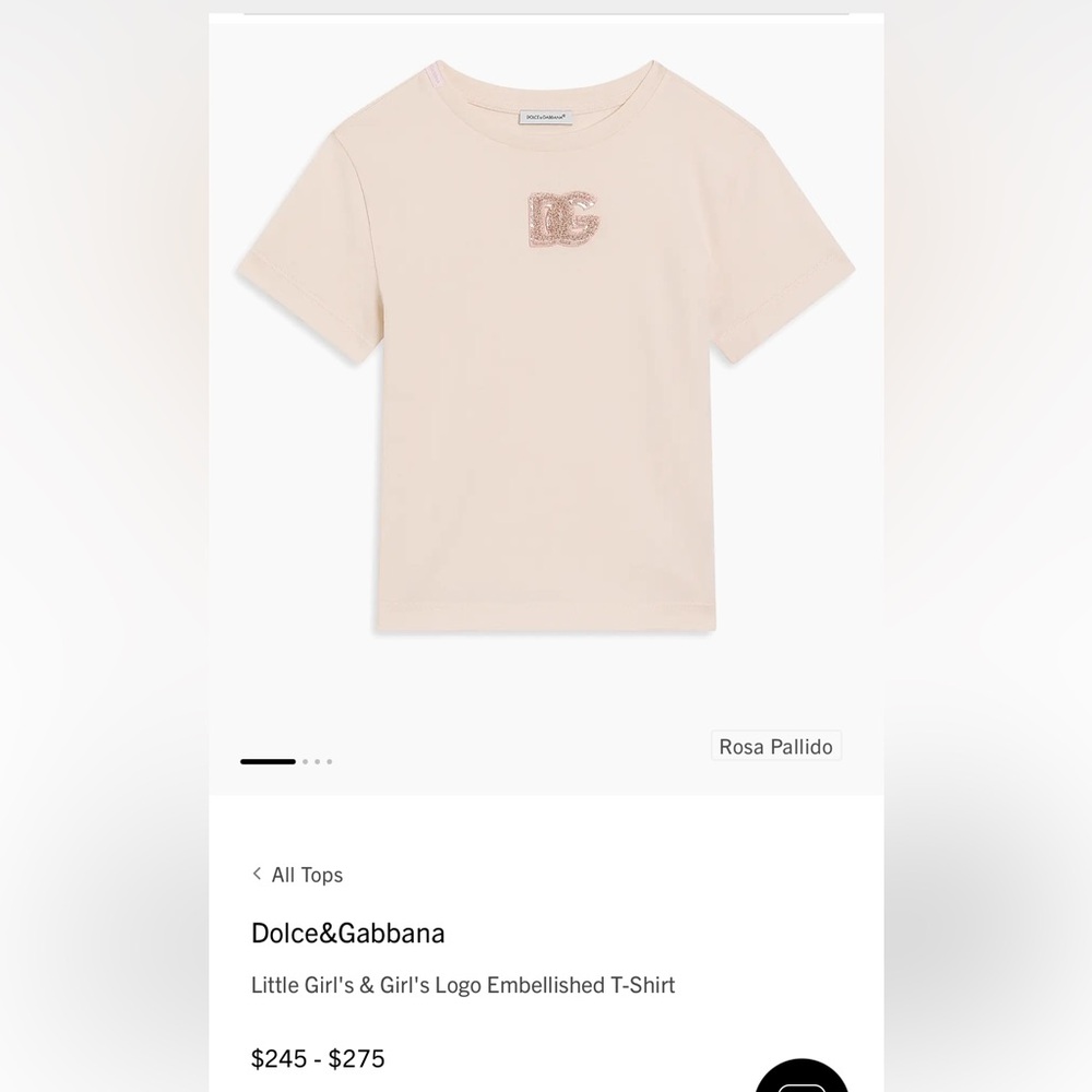 Dolce & Gabbana Girl's Pale Pink Tee